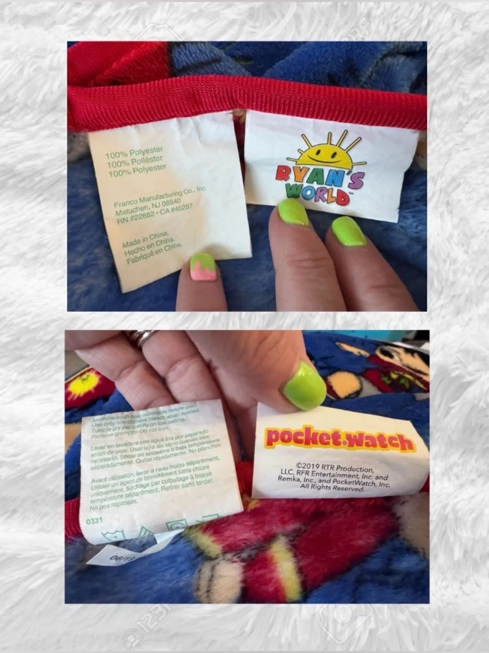 Bundle of Ryan’s World Blankets: Wearable Cape Throw & Plush Throw